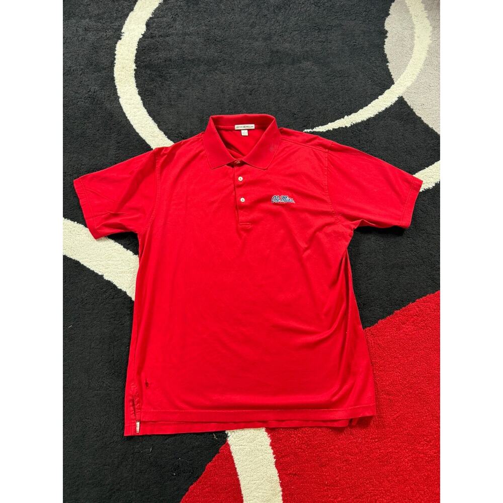 Peter Millar Polo Shirt Mens Large Red Ole Miss Rebels Golf Casual Preppy